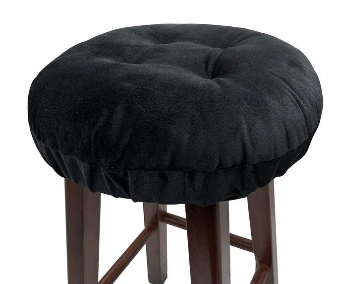Bar Stool Cushion Soft Velvet Padded Round Stool Cover 12 Velvet Black