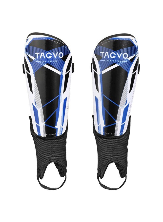 TAGVO واقيات الساق لكرة القدم، معدات كرة القدم للأطفال والشباب والبالغين مع أكمام للكاحل، حماية معدات كرة القدم مع غلاف واقي صلب للأولاد والبنات - Image 1