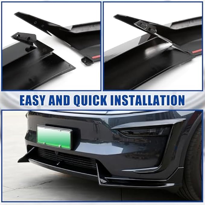 FormiPow Front Bumper Lip for 2025 2026 Tesla Model Y Juniper, 3-Piece ABS Front Splitter Bumper Lip, Aerodynamic Stability, No-Drill Model Y Juniper Accessories (Glossy Black) - Image 4