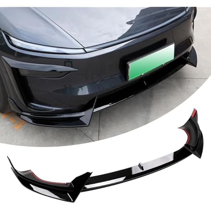 FormiPow Front Bumper Lip for 2025 2026 Tesla Model Y Juniper, 3-Piece ABS Front Splitter Bumper Lip, Aerodynamic Stability, No-Drill Model Y Juniper Accessories (Glossy Black) - Image 1