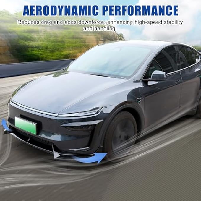 FormiPow Front Bumper Lip for 2025 2026 Tesla Model Y Juniper, 3-Piece ABS Front Splitter Bumper Lip, Aerodynamic Stability, No-Drill Model Y Juniper Accessories (Glossy Black) - Image 5