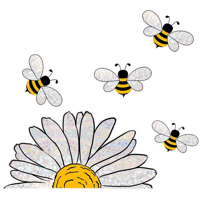Blync 5pcs Spring Summer Bee Sunflower Window Stickers, Double-Side Glass Decals Shiny Rainbow Prism Window Clings for Mirror Glass Display Shop Office School Supplies Reusable - Image 5