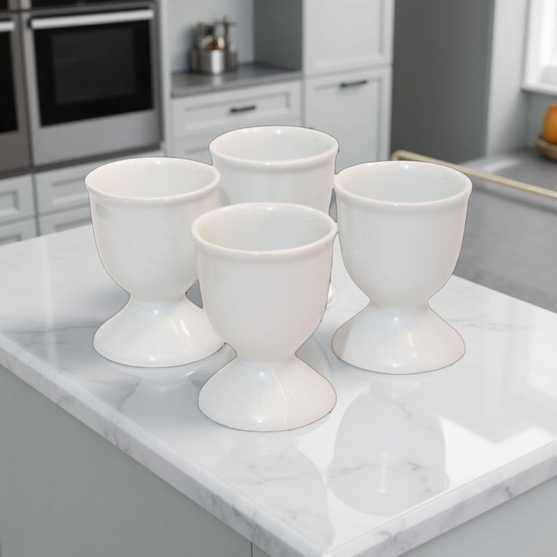 Mirakii White Porcelain Egg Cup Set of 4, for Hard & Soft Boiled Eggs or Snacks (4) - Image 4