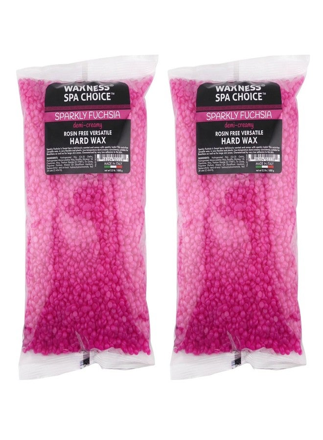 Waxness Spa Choice Hard Wax Medium Creamy Versatile Sparkly Fuchsia 2.2 lb 1kg Pack of 2 (4.4 lb - Image 1