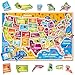 SYNARRY Large USA Wooden Puzzles for Kids Ages 35 Learning United States Map Puzzles for Kids Ages 46 Wood Jigsaw Puzzles Educational Games Toys for Boys Girls Ages 38 Easter Basket Stuffers - Image 3