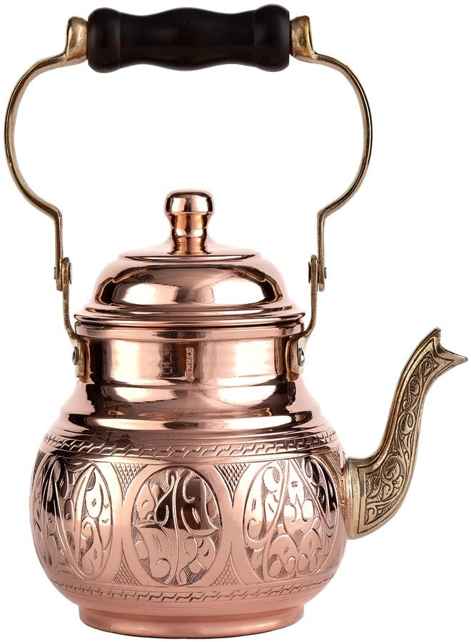 DEMMEX Handmade Engraved 1mm Thick Solid Uncoated Copper Tea Pot Kettle Stovetop Teapot, 1.6-Quart - Image 5