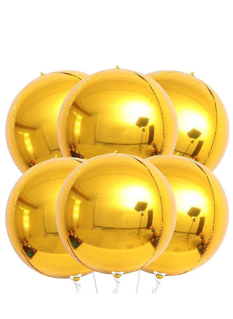 KATCHON KatchOn, Huge Gold Balloons Set - 22 Inch, Pack of 6 | 4D Sphere Gold Foil Balloons | Gold Mylar Balloons, Gold Birthday Decorations  - Image 1