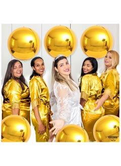 KATCHON KatchOn, Huge Gold Balloons Set - 22 Inch, Pack of 6 | 4D Sphere Gold Foil Balloons | Gold Mylar Balloons, Gold Birthday Decorations  - Image 2