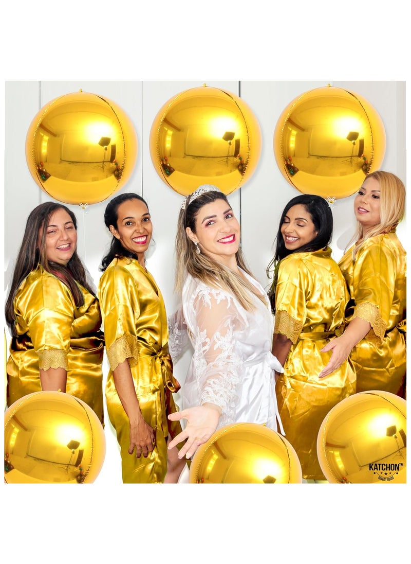 KATCHON KatchOn, Huge Gold Balloons Set - 22 Inch, Pack of 6 | 4D Sphere Gold Foil Balloons | Gold Mylar Balloons, Gold Birthday Decorations  - Image 2