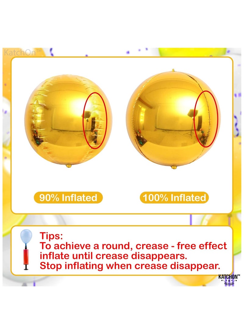 KATCHON KatchOn, Huge Gold Balloons Set - 22 Inch, Pack of 6 | 4D Sphere Gold Foil Balloons | Gold Mylar Balloons, Gold Birthday Decorations  - Image 4