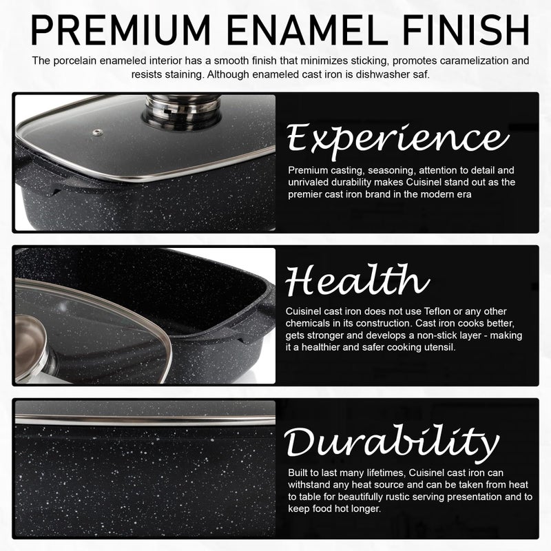 Moss & Stone 6 Quart Oval Roaster Pot with Lid, 12"x8.3" Die Cast Aluminum Chicken Roaster, Induction, Gas & Ceramic Cooktop Compatible, Hard Anodized Nonstick Roasting Pan With Lid, Oven Safe - Image 3