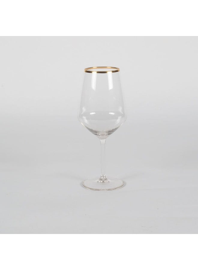 DANUBE HOME Rakle 4-Piece Real Gold Rim Wine Glass Set - Elegant 490ml Soda Lime Glassware for Kitchen & Table Top - Ideal for Wine Lovers - Stylish & Durable - Turkey
