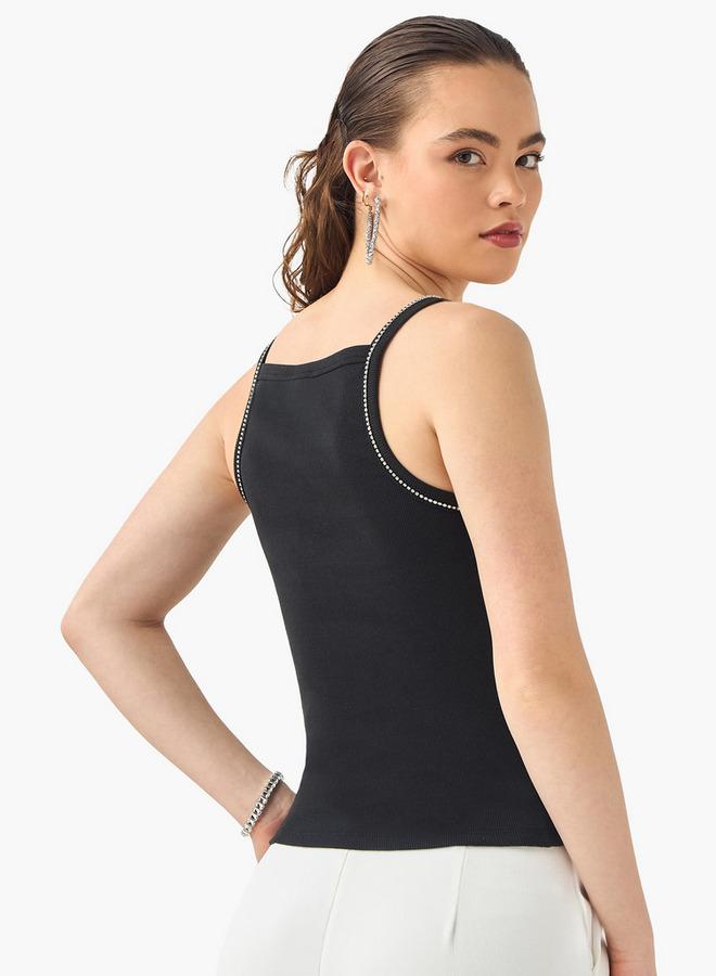 2Xtremz Embellished Tank Top with Square Neck - Image 3