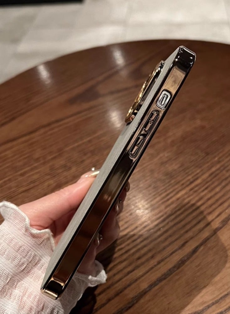 Premium Frosted Leather Anti-slip Anti-fingerprint Frosted Gray Mobile Phone Case [Leather Feel, Metal Frame] Suitable For iPhone 16 pro - Image 2