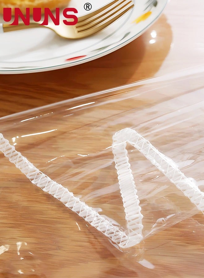 UNUNS Clear PVC Tablecloth Protector,100% Waterproof Oilproof Stain Resistant Wipeable Rectangle Transparant Vinyl Table Cover,Clear Table Cloth For Indoor Outdoor Dining Table,140x300cm - Image 3