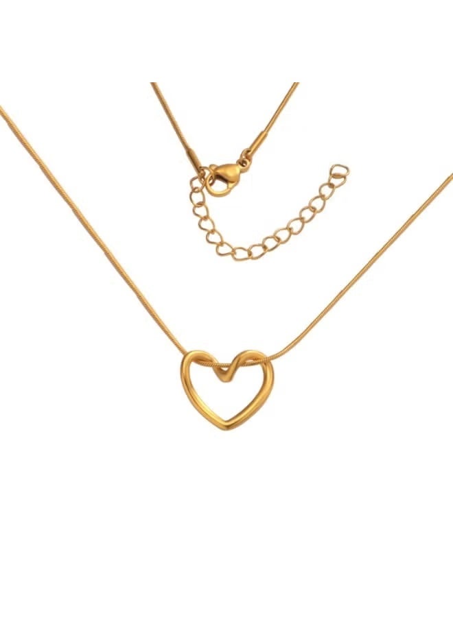18k Gold Plated 316L Stainless Steel Trendy Luxury Simple Cute Delicate Open Hollow Heart Necklace Jewelry for Women - Image 4