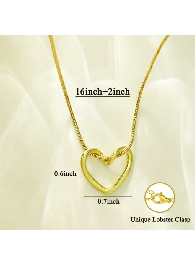 18k Gold Plated 316L Stainless Steel Trendy Luxury Simple Cute Delicate Open Hollow Heart Necklace Jewelry for Women - Image 2