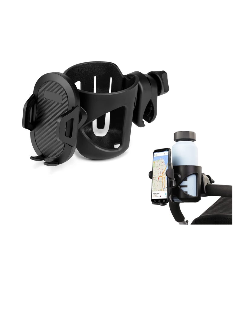 SYOSI 2-in-1 Stroller Cup Holder, Universal Cup Holder, with Phone Holder Mount, Large Caliber Designed Cup Drink Holder for Stroller, Bike, Wheelchair, Walker  - Image 1