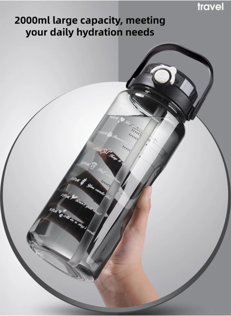 2L large capacity water bottle, special for fitness and sports, can be used outdoors, made of PC material, BPA-free, with a handle 2000ml - Image 3