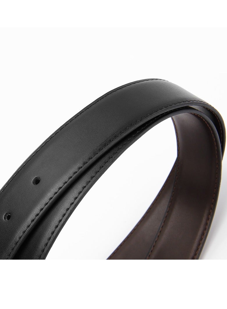 AuliceVerse Classic Men's Business Casual Belt 2 Layer Genuine Leather Buckle Design 115CM black  - Image 3