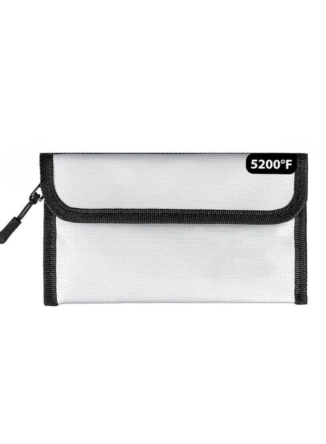 White Fireproof Money Bag Water Resistant Document Safe For Cash Valuables - Image 1