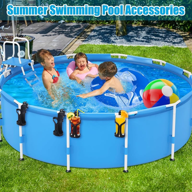 SOLARAE 4 Pcs Poolside Cup Storage Holders for Above Ground Pools Plastic Pool Drink Holder No Spill Pool Cup Holders Fits 2 Inch or Less Round Top for Pool Accessories, Black - Image 5