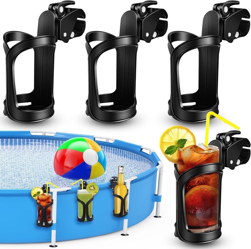 SOLARAE 4 Pcs Poolside Cup Storage Holders for Above Ground Pools Plastic Pool Drink Holder No Spill Pool Cup Holders Fits 2 Inch or Less Round Top for Pool Accessories, Black - Image 1