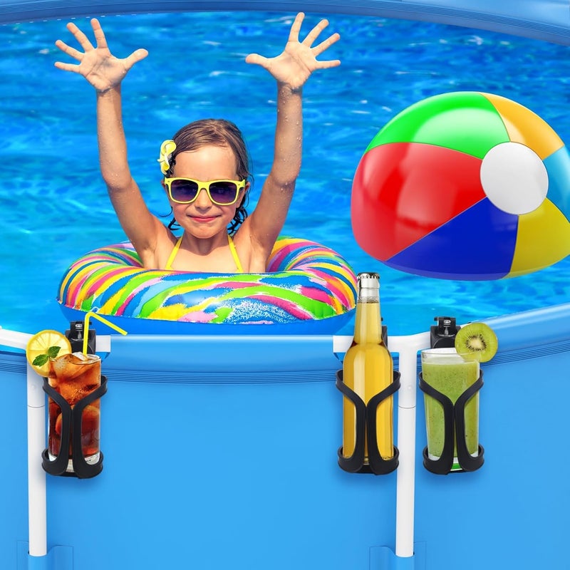 SOLARAE 4 Pcs Poolside Cup Storage Holders for Above Ground Pools Plastic Pool Drink Holder No Spill Pool Cup Holders Fits 2 Inch or Less Round Top for Pool Accessories, Black - Image 2