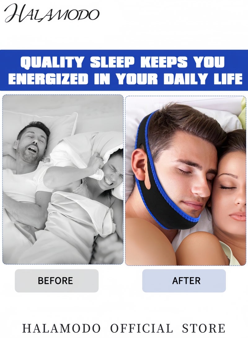 Adjustable Anti-Snoring Chin Strap Breathable Snore Reducing Jaw Support for Men and Women Snoring Prevention Device Sleep Aid for Mouth Breathing - Image 5