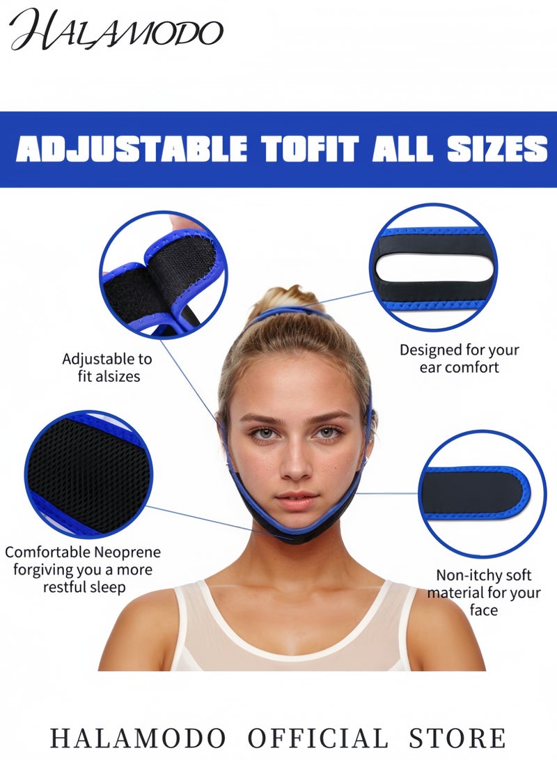 Adjustable Anti-Snoring Chin Strap Breathable Snore Reducing Jaw Support for Men and Women Snoring Prevention Device Sleep Aid for Mouth Breathing - Image 3
