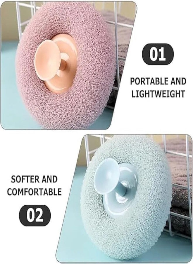 RUJVE Super Soft Bath Loofah with Suction Cup, Round Mesh Shower Sponge Scrubber for Women & Men, Deep Cleansing Body Wash Exfoliator,Reusable Bathing Sponge for Smooth Scrubber for Body & Fresh Skin - Multicolor - Image 3