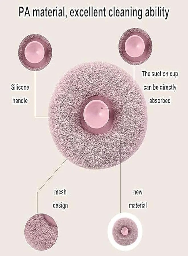 RUJVE Super Soft Bath Loofah with Suction Cup, Round Mesh Shower Sponge Scrubber for Women & Men, Deep Cleansing Body Wash Exfoliator,Reusable Bathing Sponge for Smooth Scrubber for Body & Fresh Skin - Multicolor - Image 5