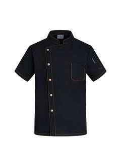 NIBEMINENT Stretch Breathable Chef Overalls Short Sleeve Hotel Restaurant Restaurant Dining Kitchen Thin Chef Uniform Summer Baking  - Image 1