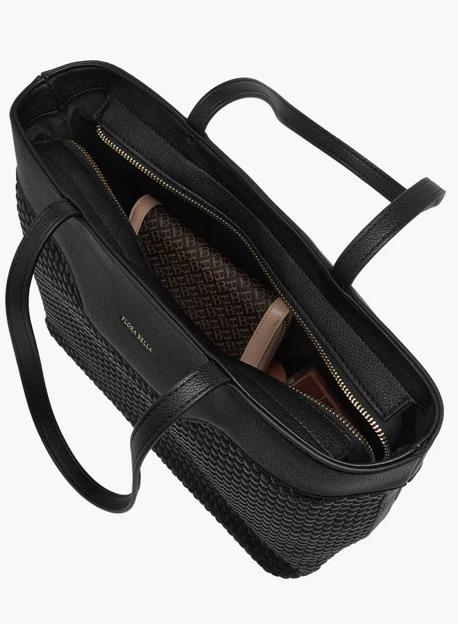 Flora Bella By Shoexpress Textured Tote Bag with Zip Closure and Double Handle