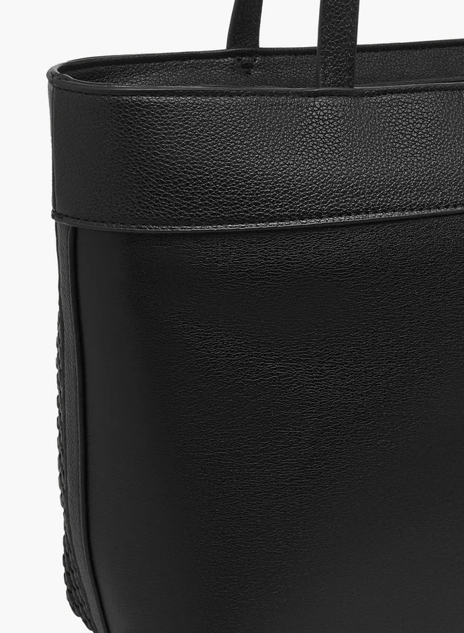 Flora Bella By Shoexpress Textured Tote Bag with Zip Closure and Double Handle