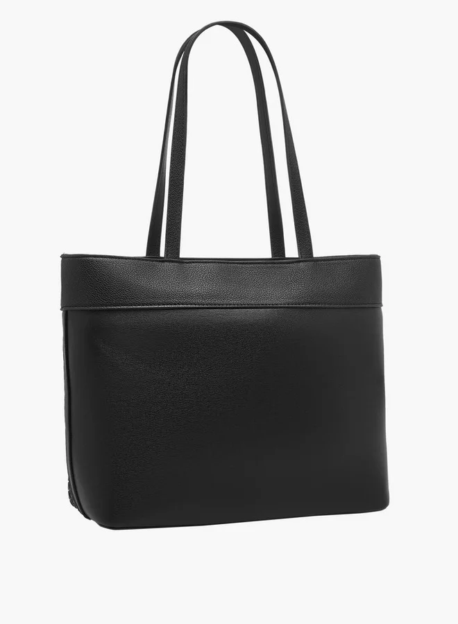 Flora Bella By Shoexpress Textured Tote Bag with Zip Closure and Double Handle