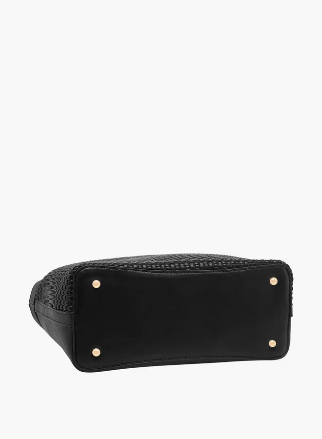 Flora Bella By Shoexpress Textured Tote Bag with Zip Closure and Double Handle