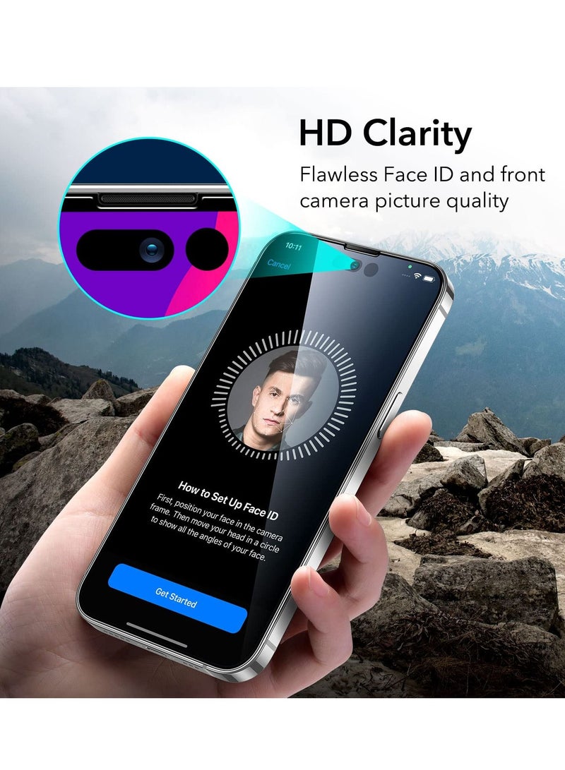 BORTONY Pack of 2 Tempered Glass Screen Protector (14 Pro) Film Full Coverage Edge to Edge Case Friendly 9D Screen Protector For Apple iPhone 14 Pro 6.1'' Clear/BLACK - Image 5