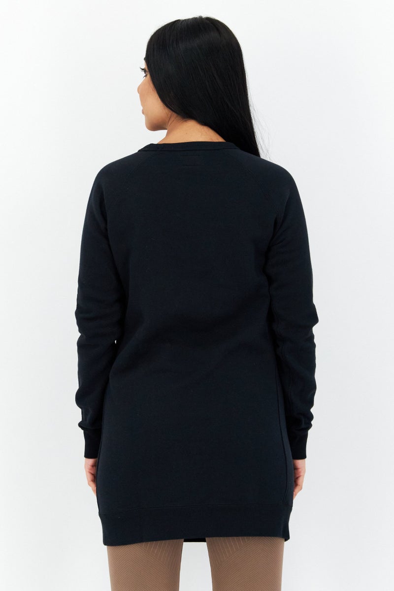 CONVERSE سويت شيرت نسائي بياقة دائرية بشعار العلامة التجارية، مزيج أسود - Image 4