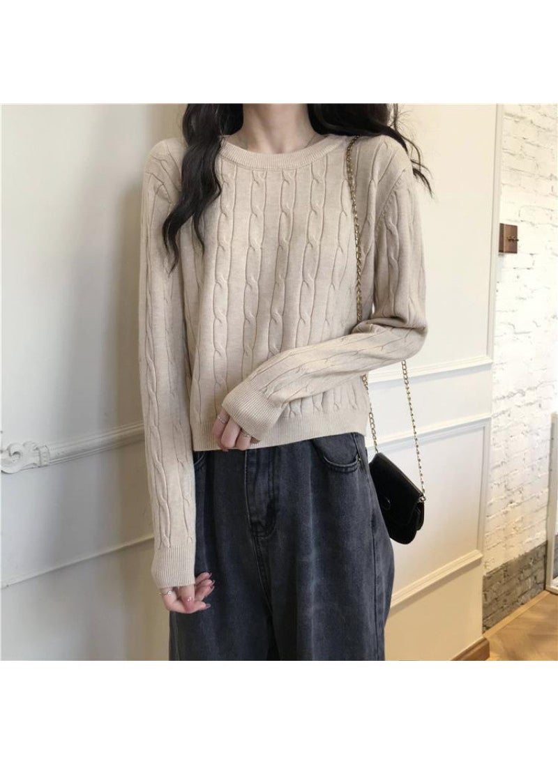 Generic - Womens Knitted Sweater Pullover 2024 Autumn/Winter New Style Round Neck Thickened Base Layer Inner Top Outer Wear Dark brown - Image 1