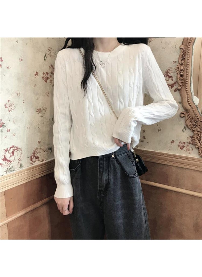 Generic - Womens Knitted Sweater Pullover 2024 Autumn/Winter New Style Round Neck Thickened Base Layer Inner Top Outer Wear Dark brown - Image 1