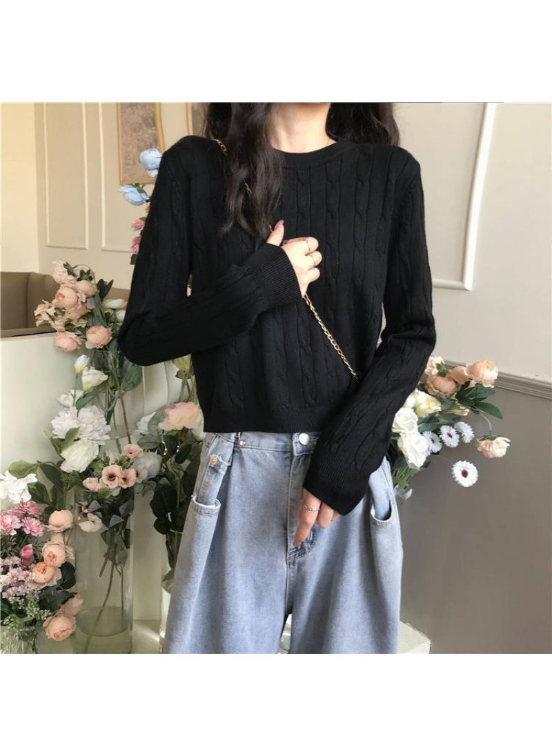 Generic - Womens Knitted Sweater Pullover 2024 Autumn/Winter New Style Round Neck Thickened Base Layer Inner Top Outer Wear Dark brown - Image 1