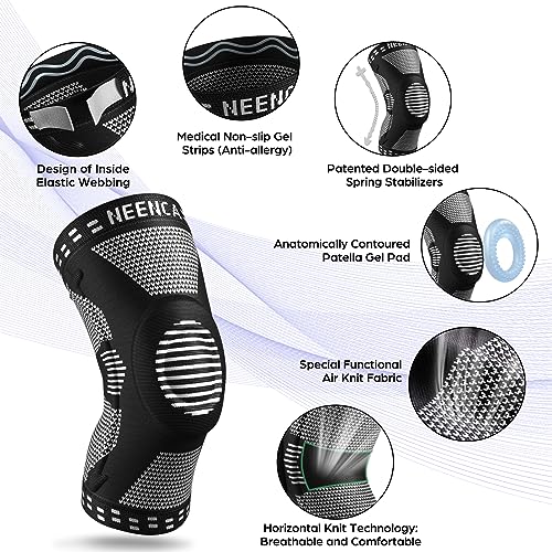NEENCA Professional Knee Brace for Pain Relief, Medical Knee Support with Patella Pad & Side Stabilizers, Compression Knee Sleeve for Meniscus Tear, ACL, Joint Pain, Runner, Workout - FSA/HSA Eligible - Image 2