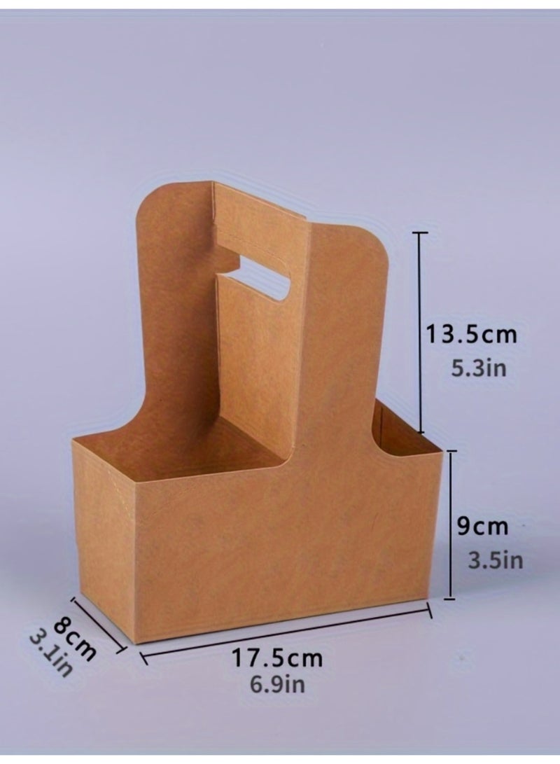 2 Cup Drink Carrier with Handle, 50 Pcs Cardboard Cup Holders, Disposable Drink Carriers for Delivery, Kraft Paper Coffee Cup Holder to Go, Take Out Cup Carriers for Hot/Cold Drinks. - Image 4