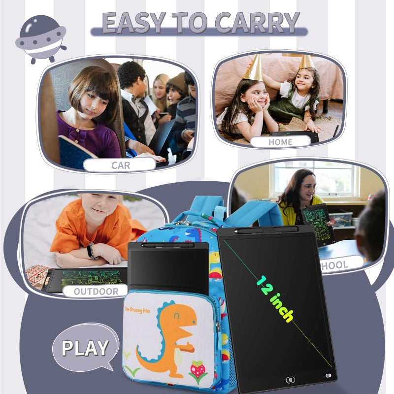 Genialba [2 Pack] Genialba LCD Writing Tablet 12-Inch Colorful Doodle Board, Toddler Learning Educational Toys Gifts for 3-8 Years Old Girls and Boys, Electronic Drawing Pad for Kids (Black&White) - Image 4