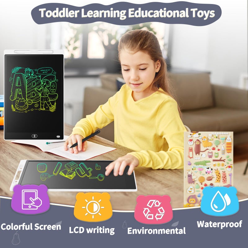 Genialba [2 Pack] Genialba LCD Writing Tablet 12-Inch Colorful Doodle Board, Toddler Learning Educational Toys Gifts for 3-8 Years Old Girls and Boys, Electronic Drawing Pad for Kids (Black&White) - Image 3