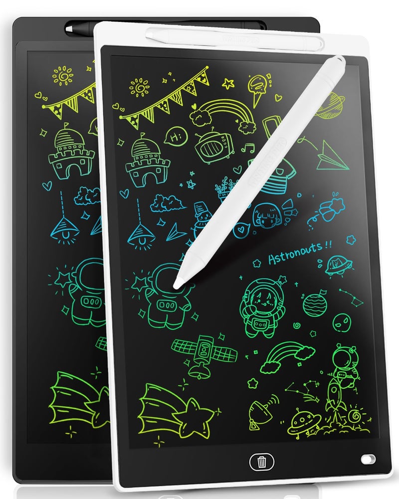 Genialba [2 Pack] Genialba LCD Writing Tablet 12-Inch Colorful Doodle Board, Toddler Learning Educational Toys Gifts for 3-8 Years Old Girls and Boys, Electronic Drawing Pad for Kids (Black&White) - Image 1