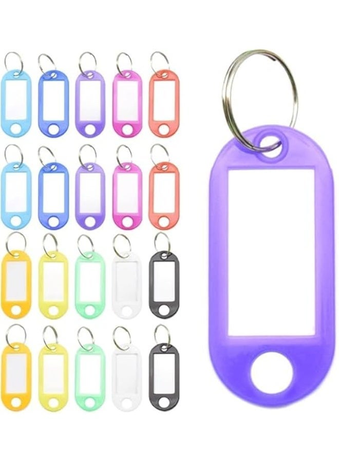 Multi Color Plastic Key Tags with Split Metal Ring and Name ID Card – Perfect for Organizing Keys, Memory Cards, Bags Easily and Neatly (Multicolor) (20) - Image 1