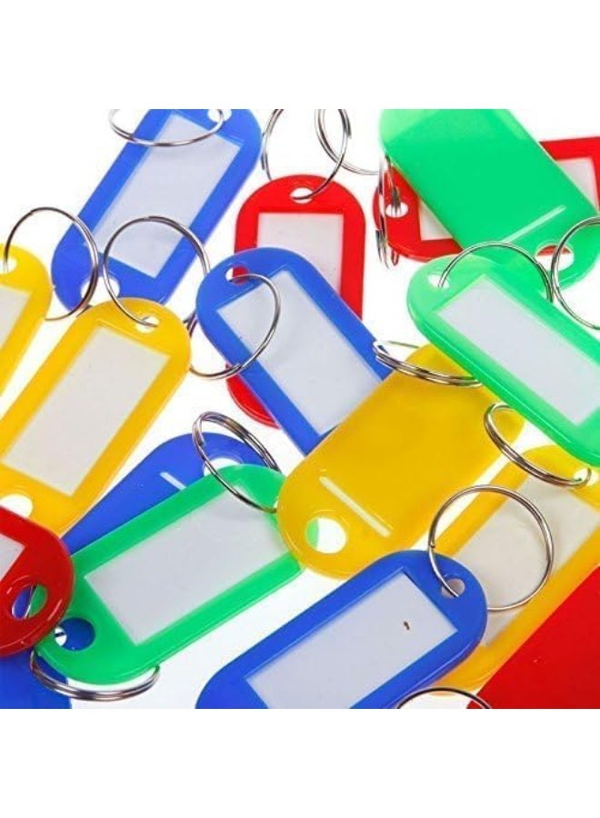 Multi Color Plastic Key Tags with Split Metal Ring and Name ID Card – Perfect for Organizing Keys, Memory Cards, Bags Easily and Neatly (Multicolor) (20) - Image 2