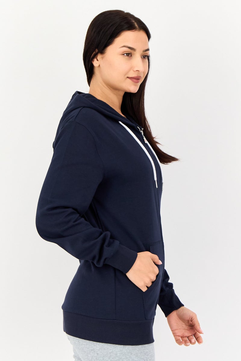 Ellesse سويت شيرت رياضي نسائي بأكمام طويلة، سحاب كامل، خارجي، لون كحلي - Image 2